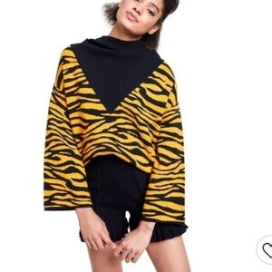 &Animal Print Turtleneck Layered Pullover Sweater - Victor Glemaud x Target Gold